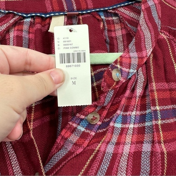 NEW Anthropologie Pilcro Plaid Button Up Blouse Size Medium Wool Blend - Picture 5 of 6